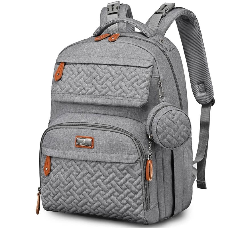 BabbleRoo – Travel Backpack with Changing Pad, Light Gray