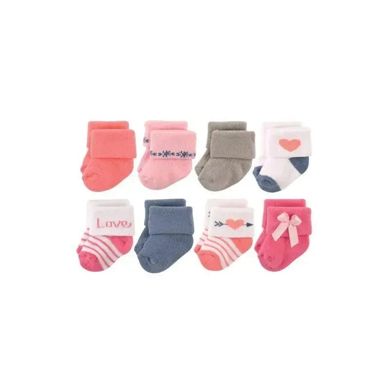 Baby Vision – 8Pk Baby Girl Terry Socks, Love, 0/6M