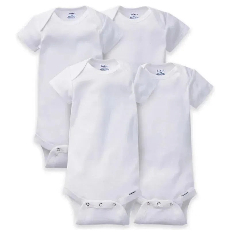 Gerber Onesies 4-Pack Short Sleeve Bodysuits, White