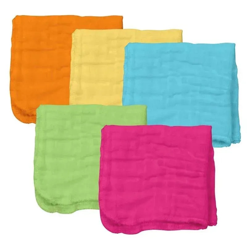 Green Sprouts Organic Cotton Muslin Face Cloths 5Pk, Girl