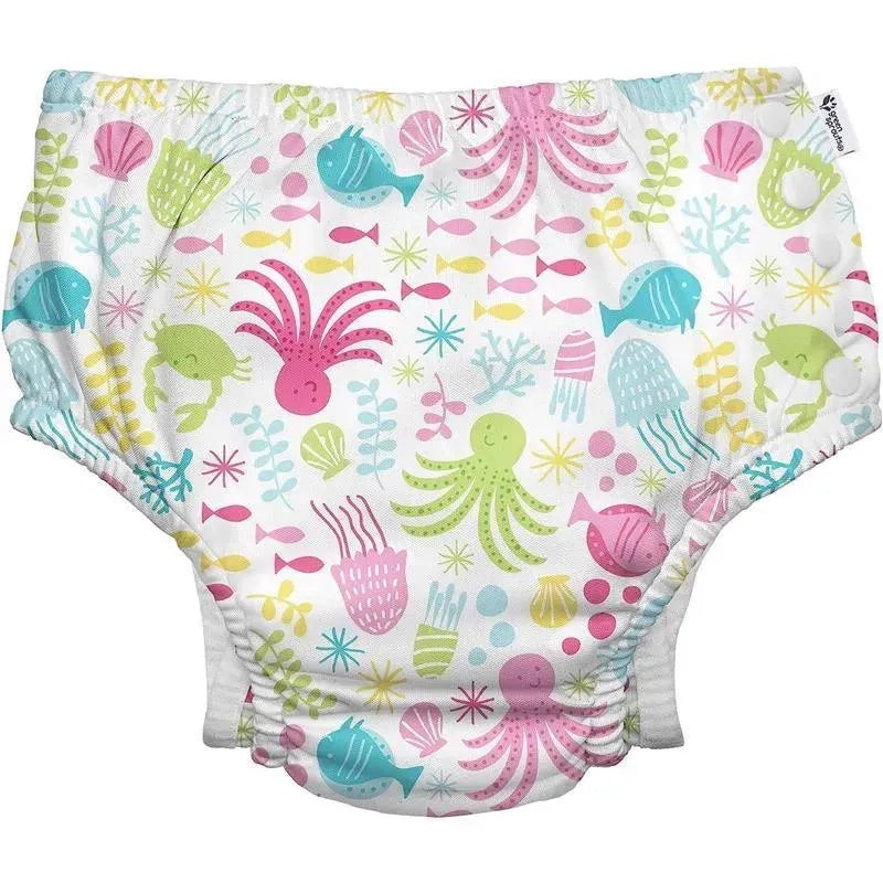 Green Sprouts – Reusable Eco Snap Swim Diaper, White Sea Pals