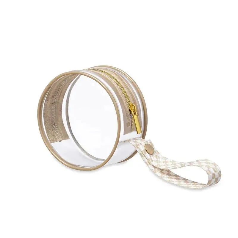 Itzy Ritzy – Clear Pacifier Case with Handle, Holds 2 Pacifiers, Taupe