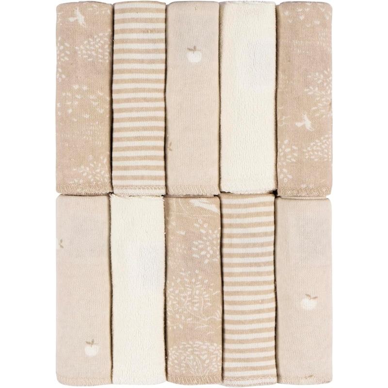 Just Born – 10Pk Knit Terry Washcloths Neutral Tan