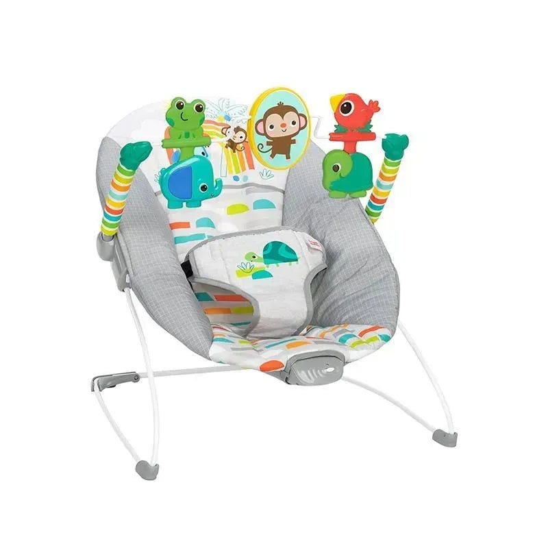 Kids II – Bright Starts Playful Paradise Comfy Baby Bouncer Seat with Soothing Vibration