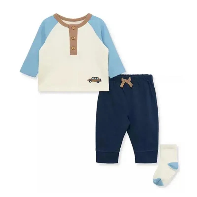 Little Me – Baby Boys Color Blocked Joggers Set with Socks