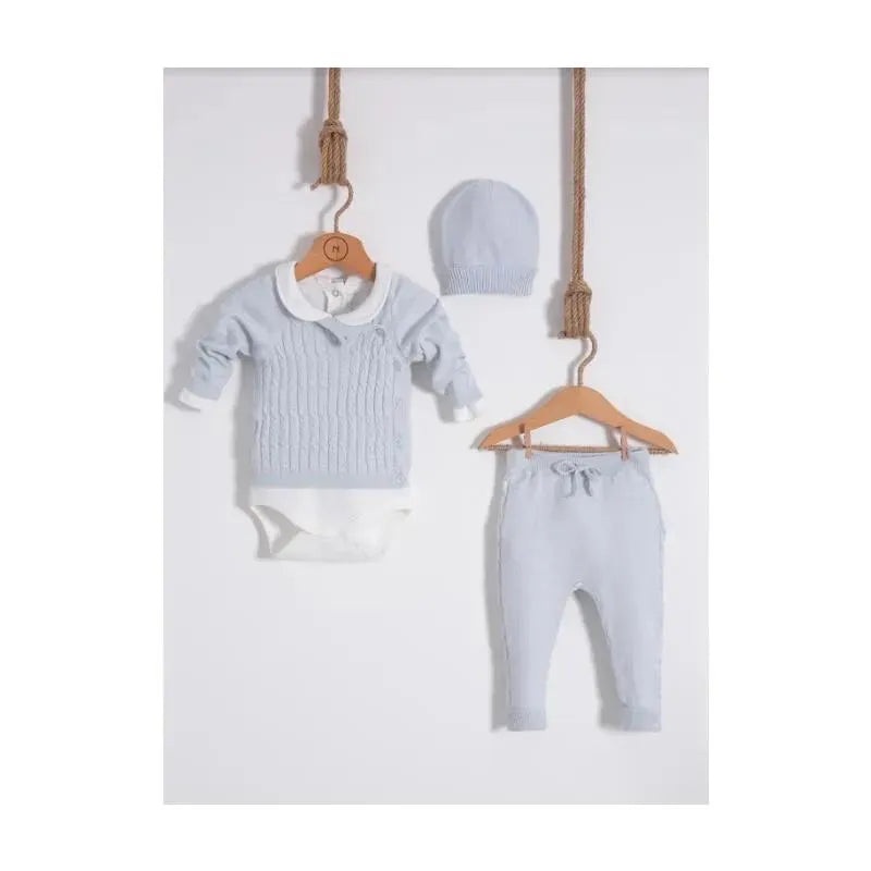Nipperland – Baby Blue Knitted Outfit Set