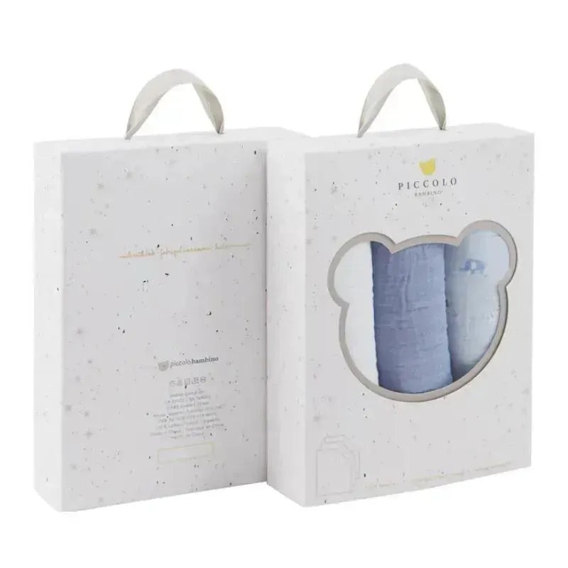 Piccolo Bambino – 3Pk Muslin Swaddles In Gift Box Blue