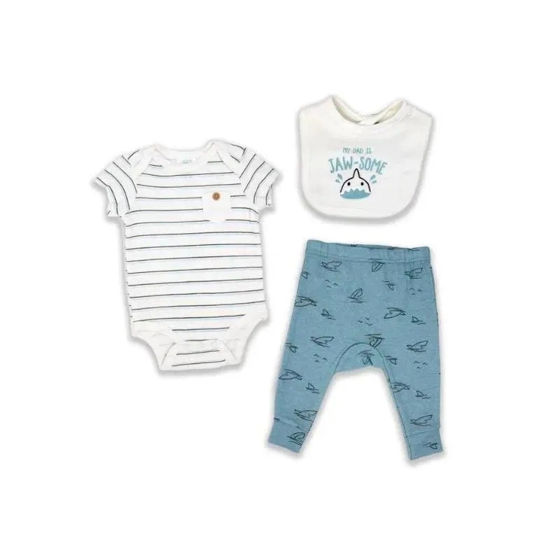 Rose Textiles – 3Pk Baby Boy Bodysuit, Pant & Bib Set, Jawsome