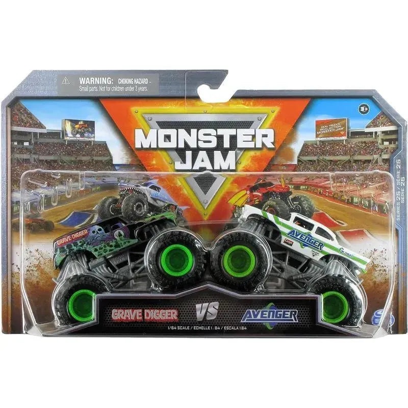 Spin Master – Monster Jam 2023 Official Diecast Truck 2-Pack Series 25 Grave Digger vs Global Avenger, Ages 3+