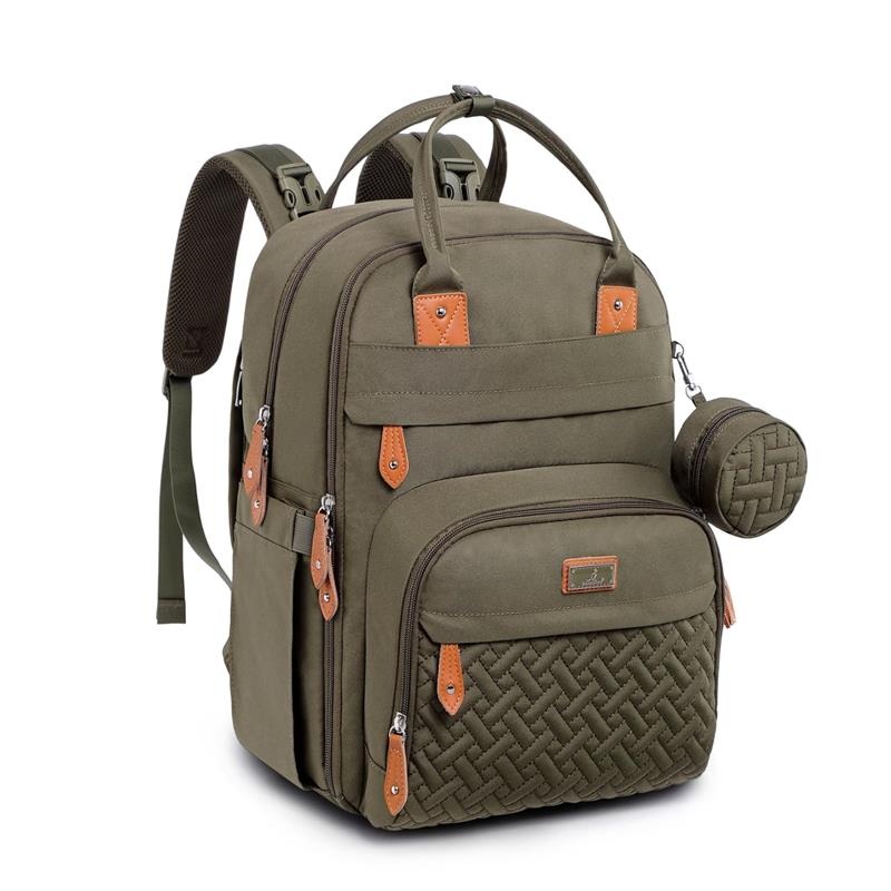 BabbleRoo – Diaper Bag Backpack Travel Essentials Baby Bag with Changing Pad, Army Green