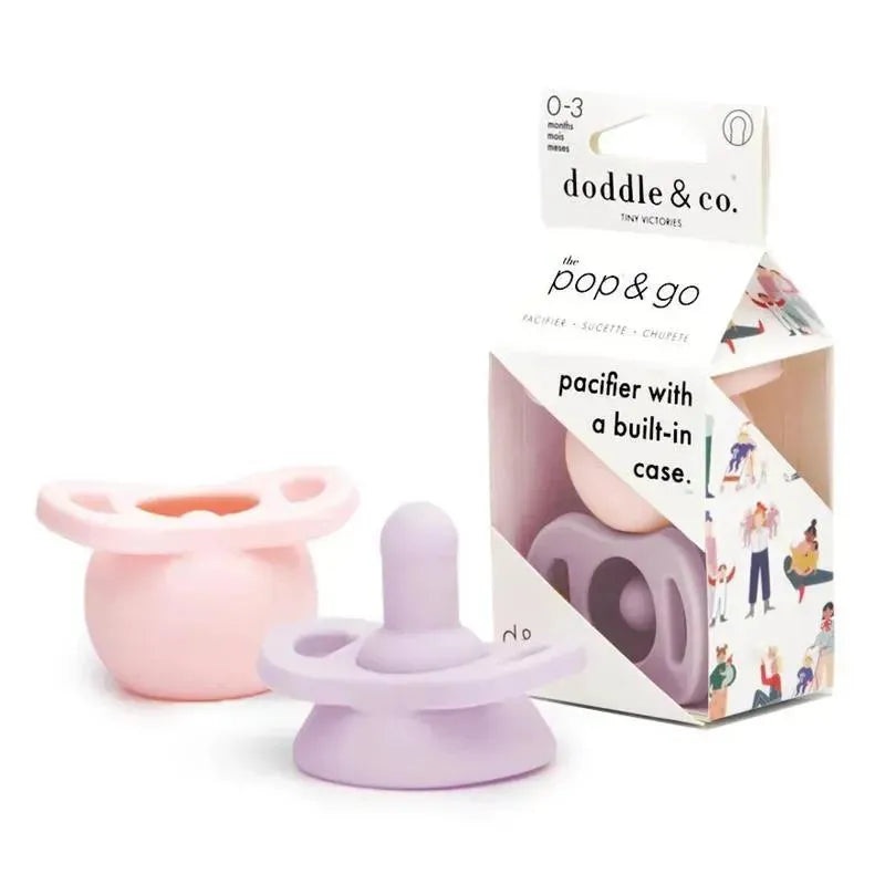 Doddle & Co – Pop & Go Pacifiers, 2Pk, Blush/Lilac