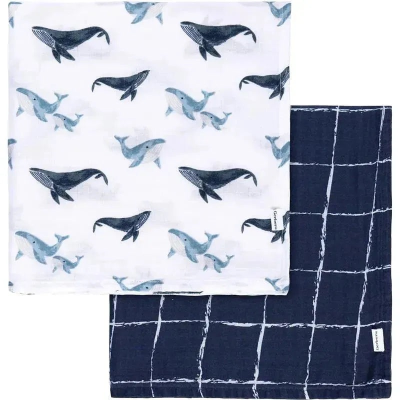 Gerber Bedding – 2Pk Muslin Blanket, Whale