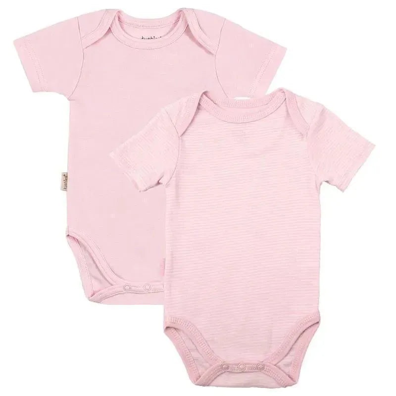 Kushies – 2 Pack Short Sleeve Bodysuit Pink Solid / Stripe