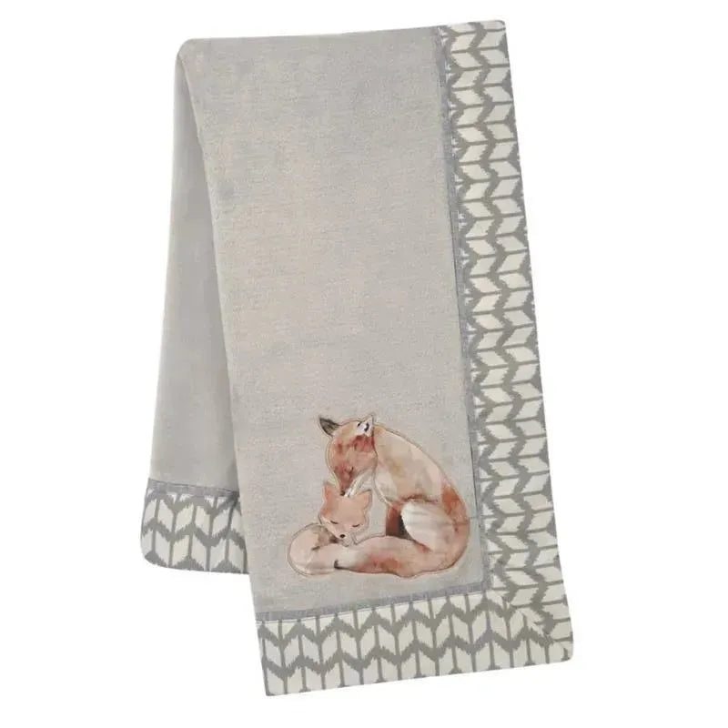 Lambs & Ivy – Painted Forest Fox Coral Fleece Baby Blanket, Gray