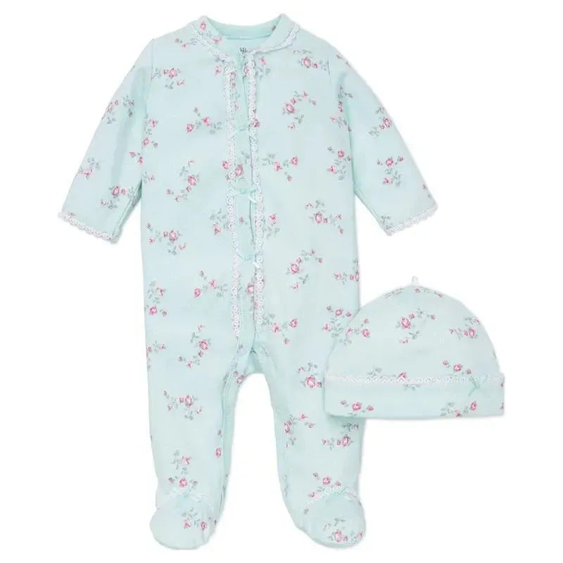 Little Me – Baby Girls Floral Spray Footie With Hat, Mint