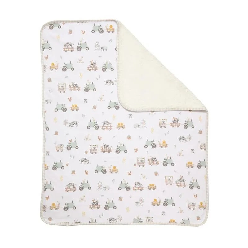 Living Textiles – Jersey Sherpa Blanket, Tractor Ride