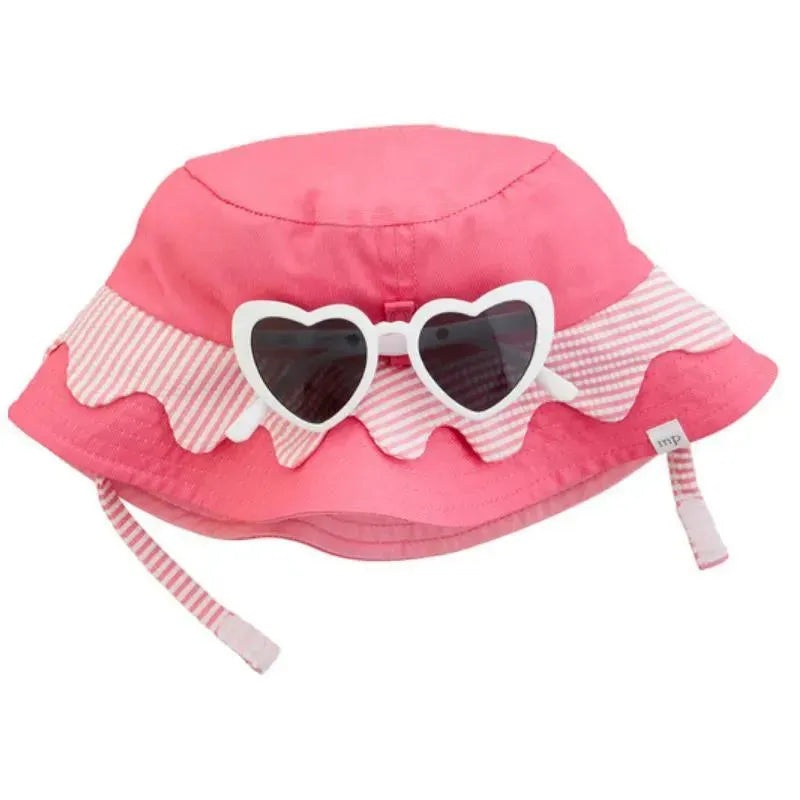 Mud Pie – Pink Scallop Hat & Sunglasses Set
