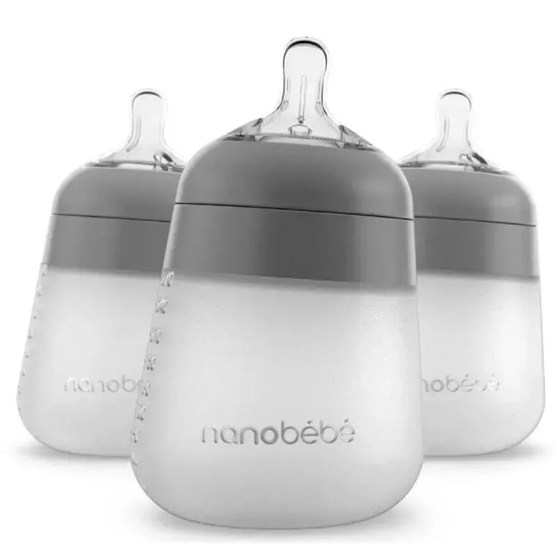 Nanobebe – 9Oz 3Pk Flexy Silicone Baby Bottle, Grey