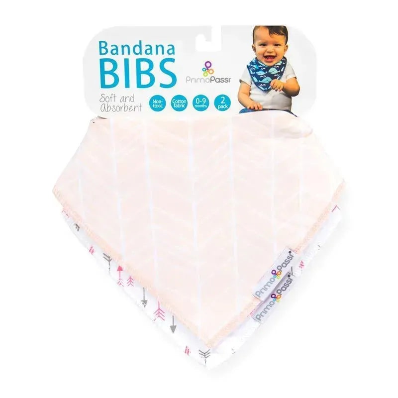 Primo Passi – 2Pk White/Pink Arrows Bandana Bib