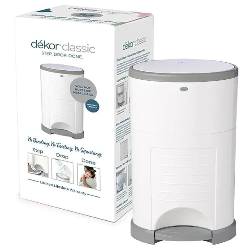 Regal-Lager – Diaper Dekor Classic Hands-Free Diaper Pail, White