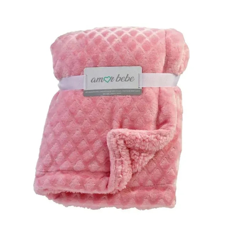 Rose Textiles – Diamond Sherpa Baby Blanket, Pink