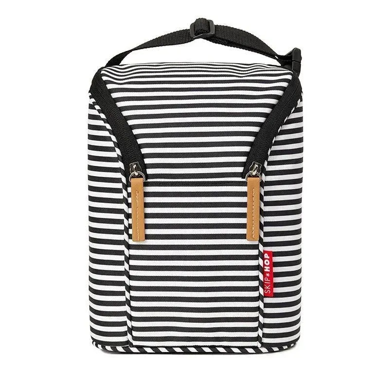 Skip Hop – Grab & Go Double Bottle Bag, Black/White Stripe
