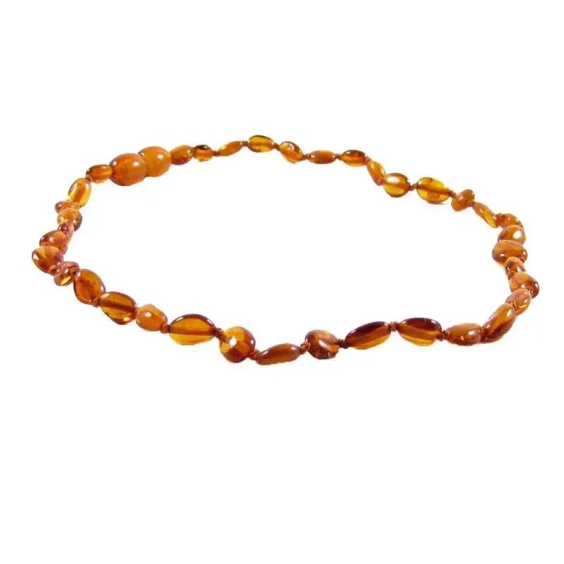 The Amber Monkey – Polished Baltic Amber 12-13 inch Necklace, Cognac Bean POP
