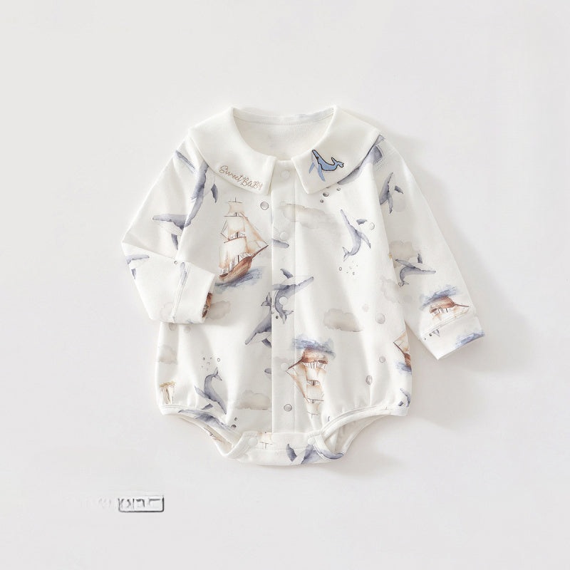 100% Cotton Long Sleeve Bodysuit – Cute Whale Cute Whale 0-3 M