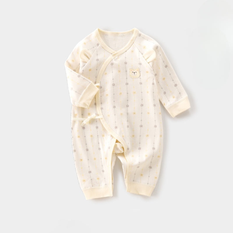 100% Cotton Long Sleeve Romper – Yellow Bear Yellow Bear NB