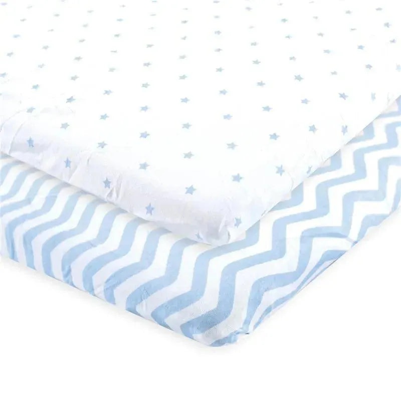 Baby Vision – Luvable Friends Unisex Baby Fitted Playard Sheet, Blue Chevron Stars