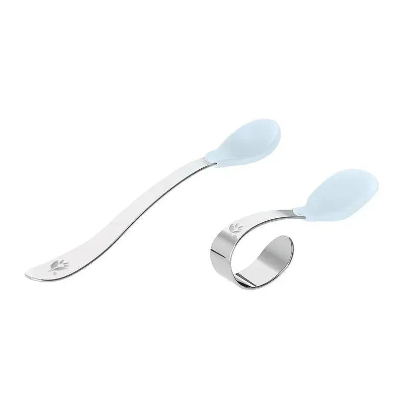 Green Sprouts – 2Pk Silicone and Stainless Steel Training Spoons, Light Spice