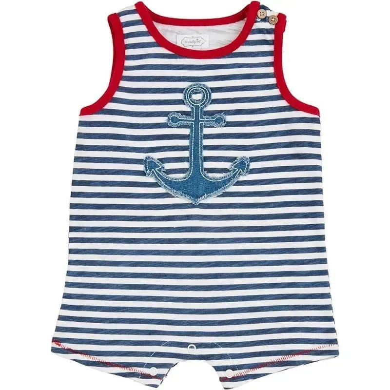Mud Pie – Anchor Stripe Baby Romper
