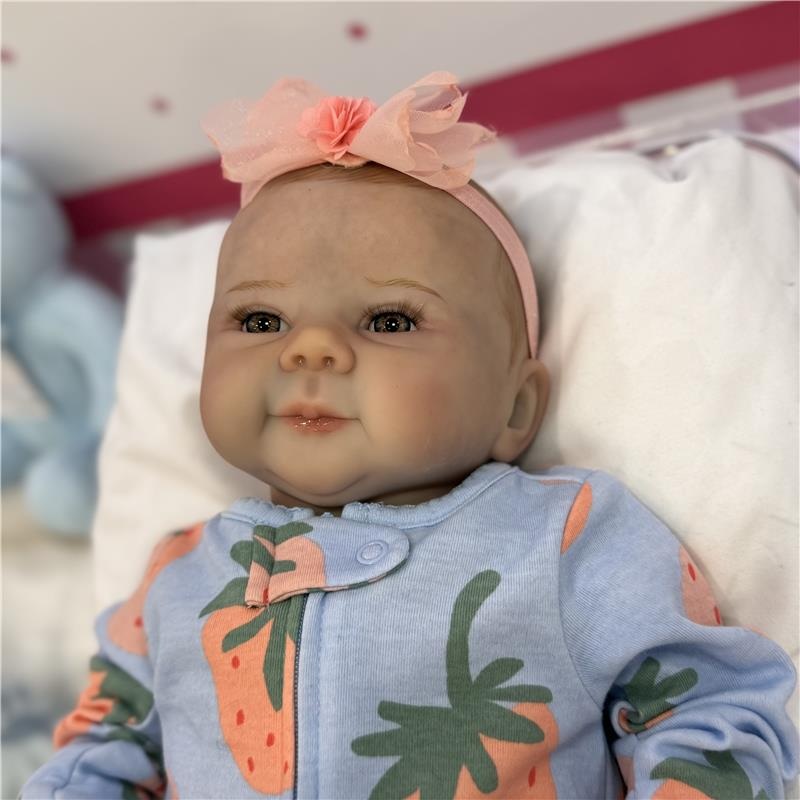 Reborn Baby Doll – White Vinyl & Painted Hair, Poly