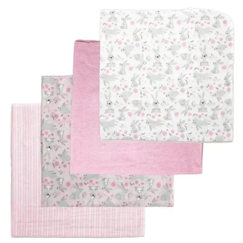 Rose Textiles – 4Pk Receiving Blanket Pink Bunnies
