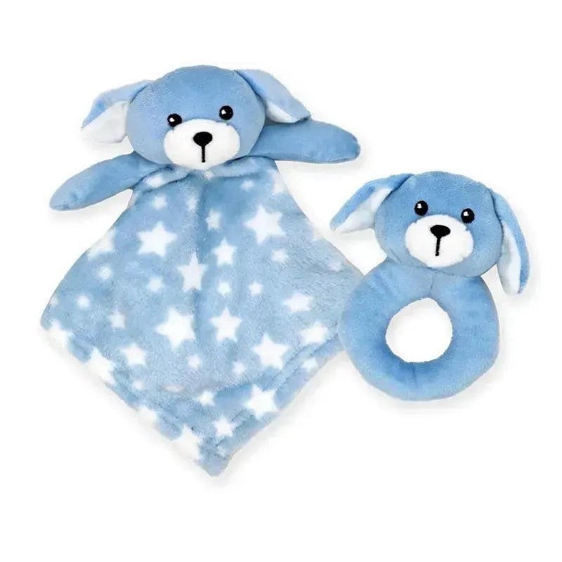 Rose Textiles – Nunu With Ring Rattle, Blue Dog