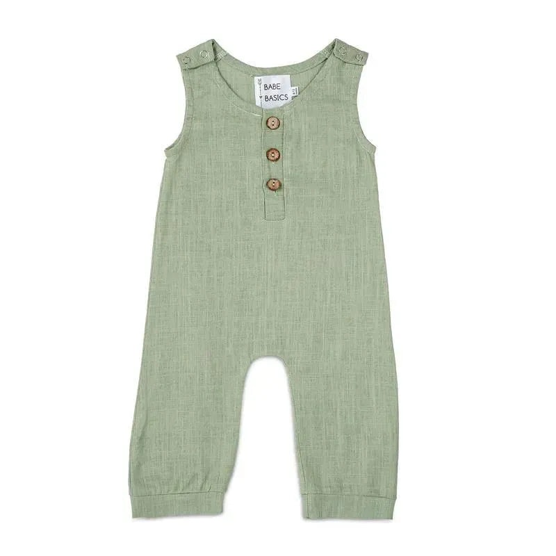 Babe Basics – Linen Baby Romper, Sage