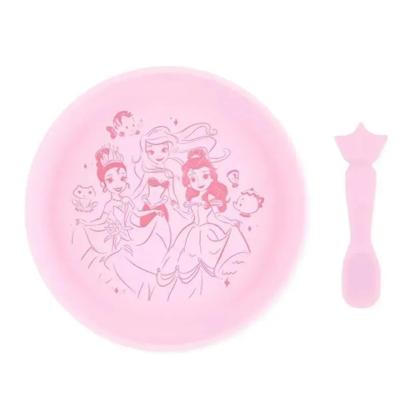 Bumkins – Disney Baby and Toddler Silicone Plate and Spoon Set, 6 Months Up, Princess