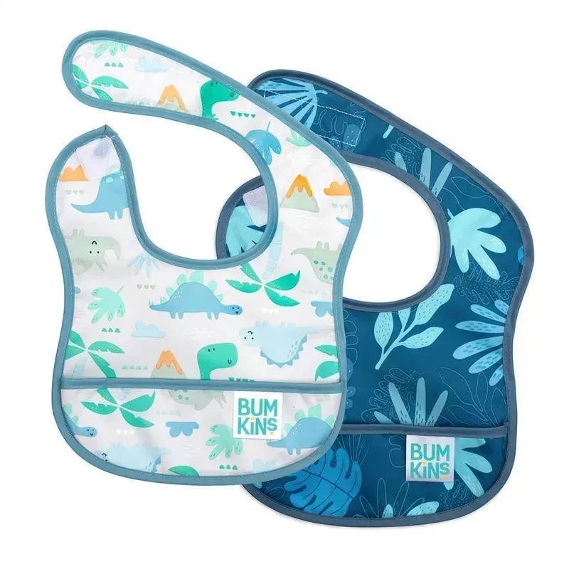 Bumkins – Starter Bib 2 Pack, Dinosaurs/Blue Tropic
