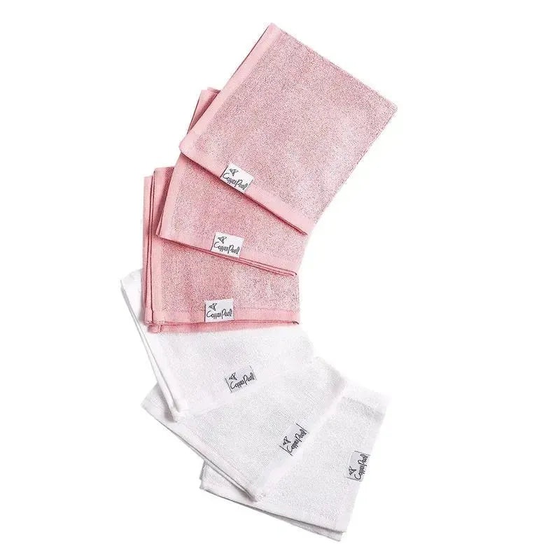 Copper Pearl – 6Pk Baby Bath Washcloths, White/Pink