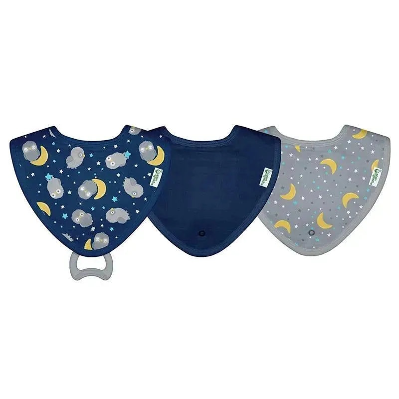 Iplay – 3 Pk Muslin Stay-Dry Teether Bibs, Blue Owl 0/12 Months