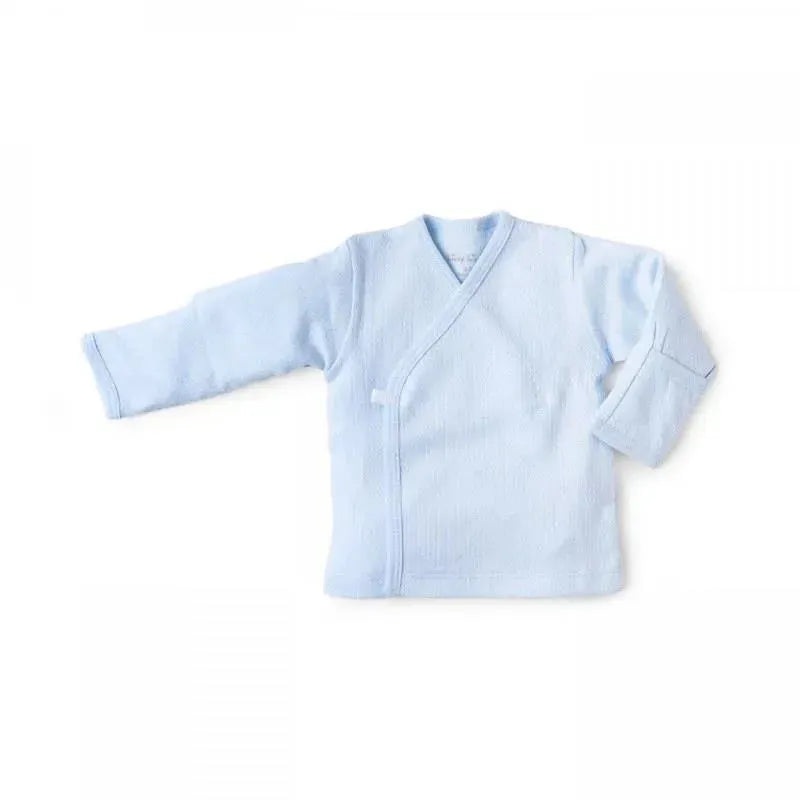 Kissy Kissy – Baby Boy Pointelle Long Sleeve Cross Tee, Light Blue