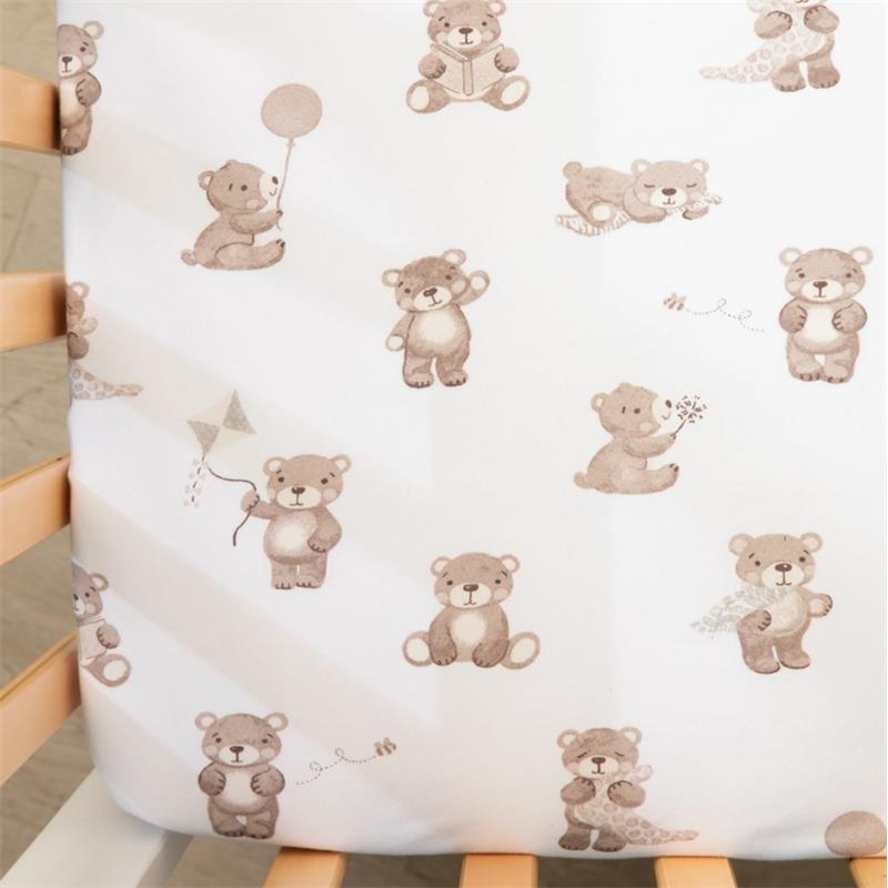 Living Textiles – Cotton Jersey Fitted Sheet, Cuddly Bear