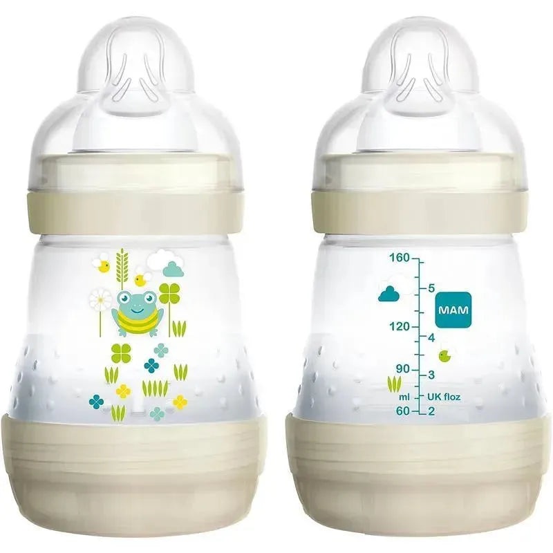 Mam – 2Pk Anti-Colic Baby Bottles 5Oz Slow Flow, Unisex White