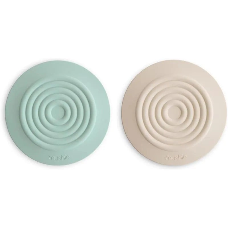 Mushie – Silicone Drain Stopper 2-Pk, Cambridge Blue/Shifting Sand