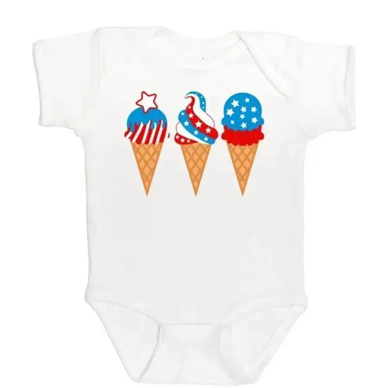 Sweet Wink – Patriotic Ice Cream Short Sleeve Bodysuit, 4Th Of July