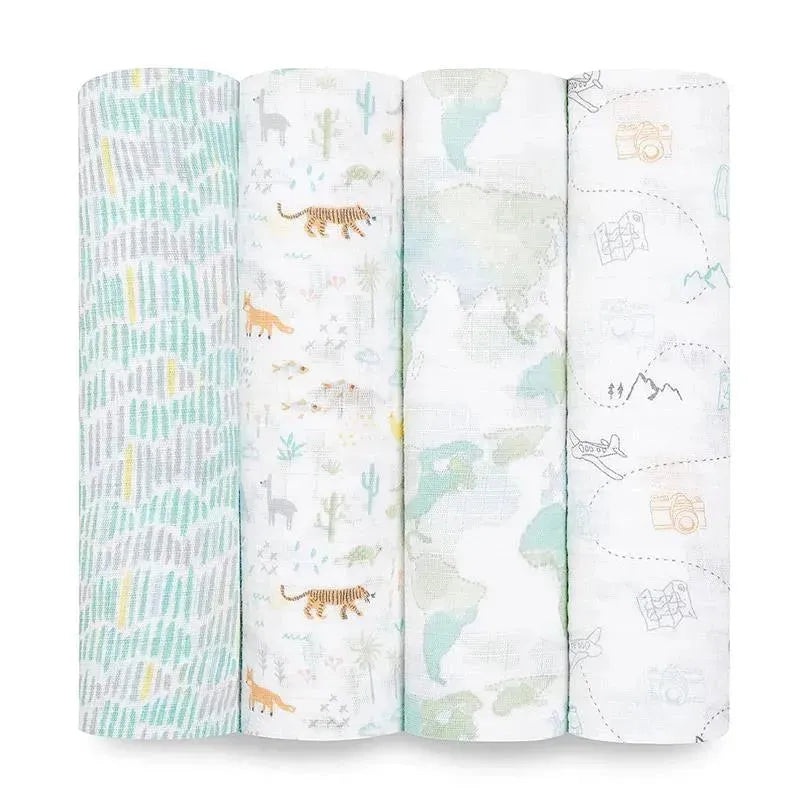 Aden + Anais – 4 Pk Muslin Swaddles, Voyager