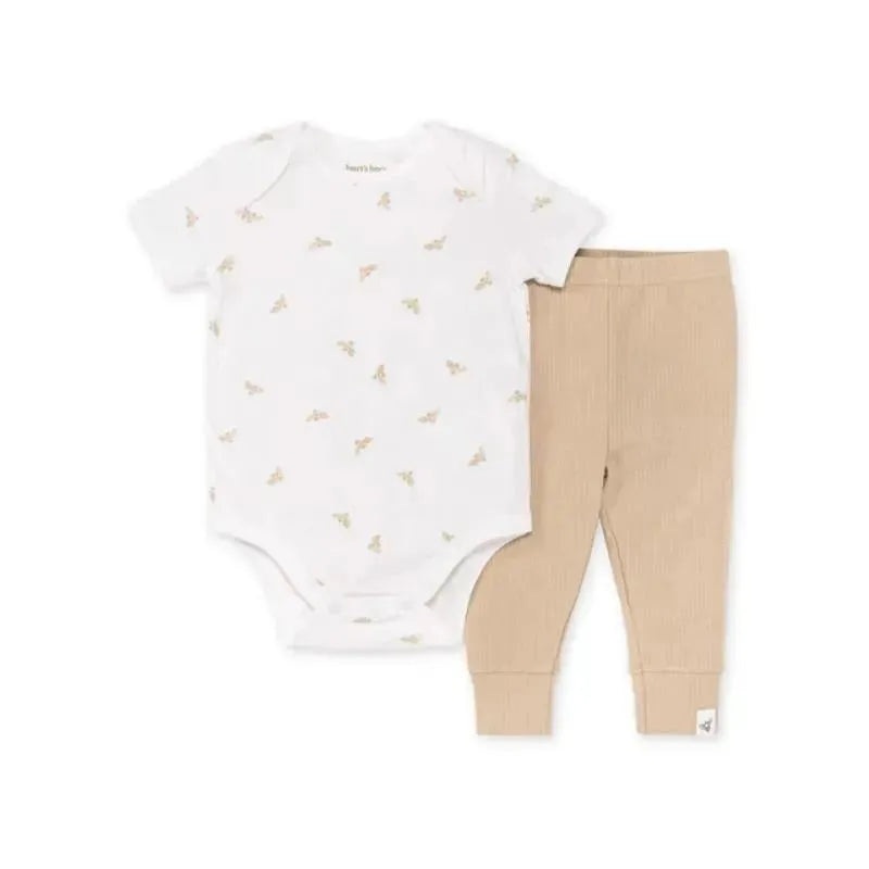 Burts Bees – Baby Golden Bee Bodysuit & Ribbed Pant Set, Cloud