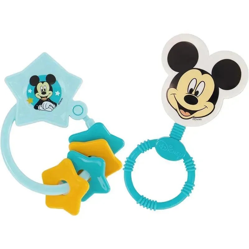 Cudlie – 2Pk Blue Disney Mickey Character Shape Rattle and Keyring Teether