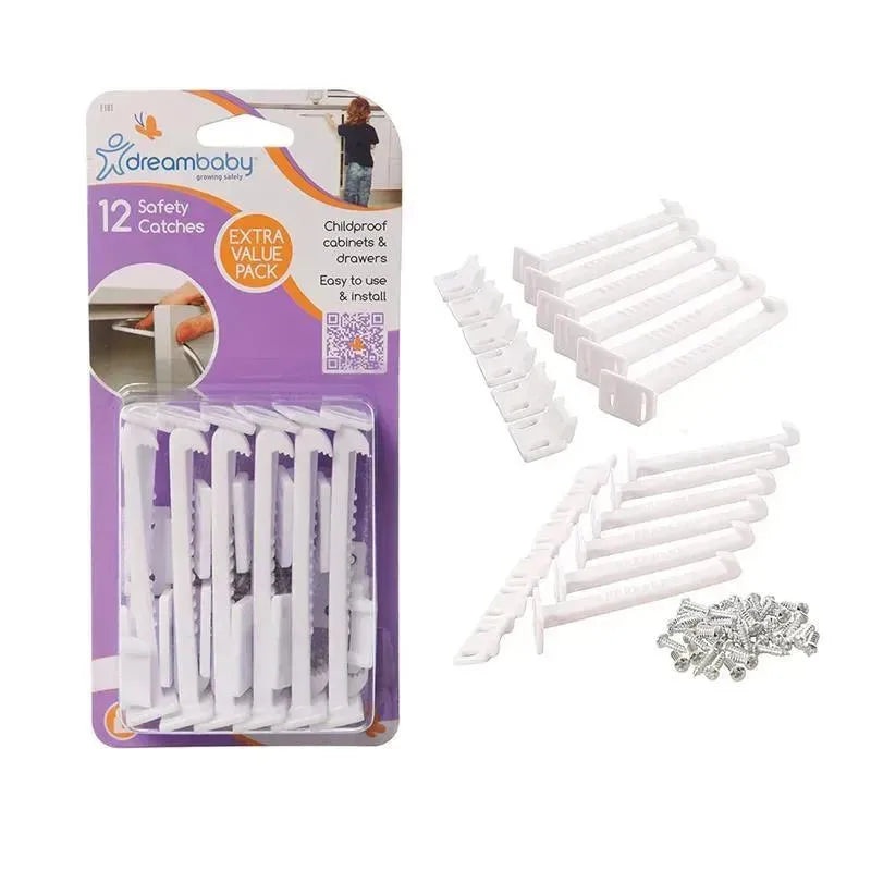 Dreambaby – Safety Catches for Cabinets and Drawers, Childproofing Baby Locks, 12 Count