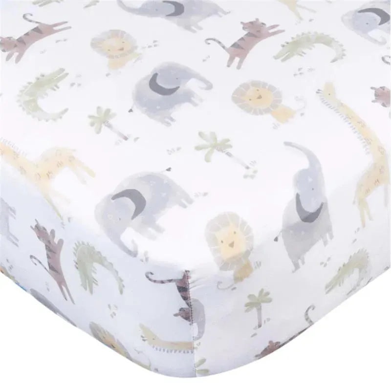 Gerber Bedding – 1Pk Knit Crib Sheet, Neutral Animals + Geos Neutral